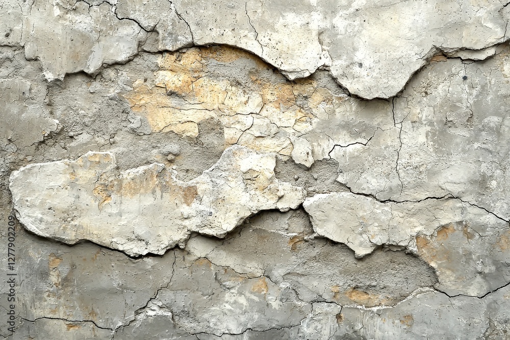 Closeup of weathered and cracked concrete wall surface with peeling paint and texture details Closeup of weathered and cracked concrete wall surface with peeling paint and texture details