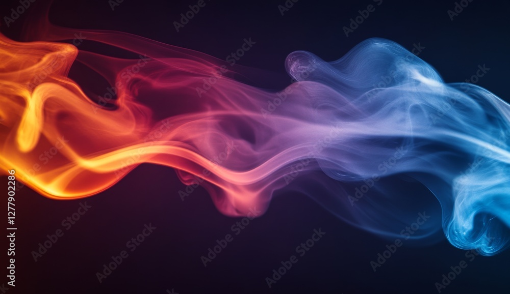 Abstract colorful smoke swirls, dark background, design element Abstract colorful smoke swirls, dark background, design element