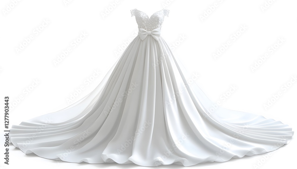 Obraz premium Elegant wedding gown with a bow and lace bodice