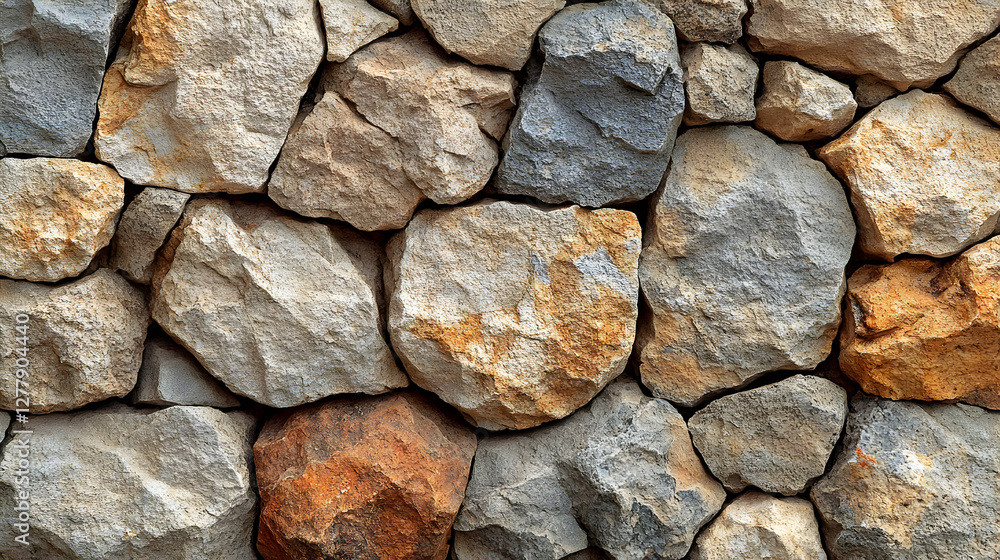 Seamless Stone Wall Texture Background with Various Sized Rocks in Natural Light Seamless Stone Wall Texture Background with Various Sized Rocks in Natural Light