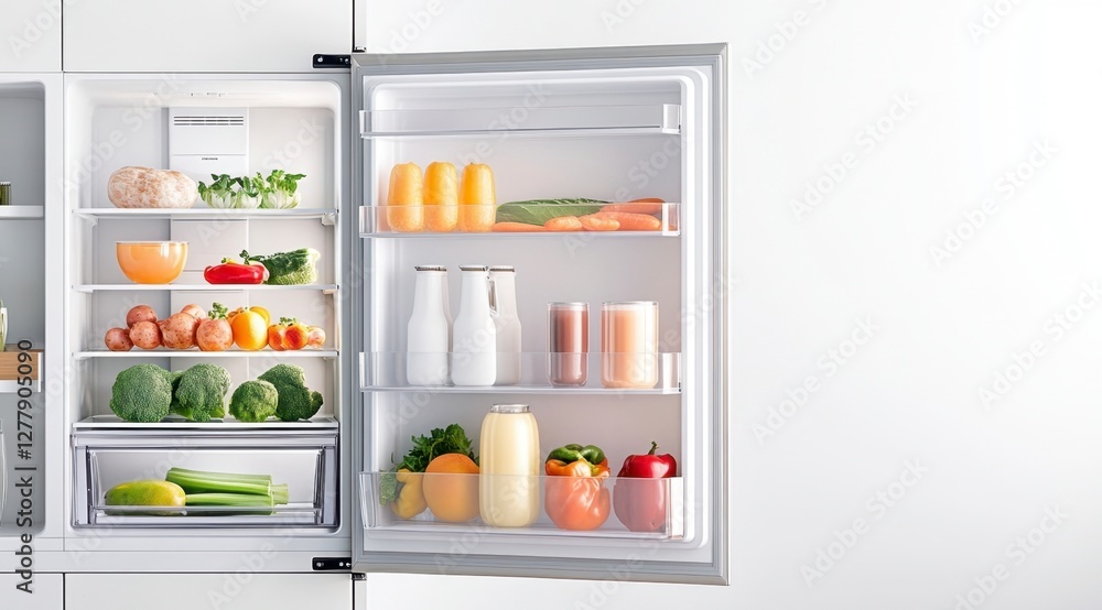 Fresh produce and beverages in a refrigerator Fresh produce and beverages in a refrigerator