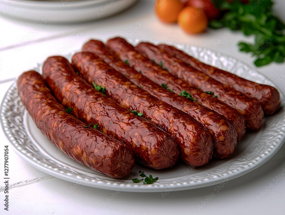 Kuban Sausage bold garlic and pepper flavor with a smoky finish deep reddish-brown casing with a slightly wrinkled Kuban Sausage bold garlic and pepper flavor with a smoky finish deep reddish-brown casing with a slightly wrinkled