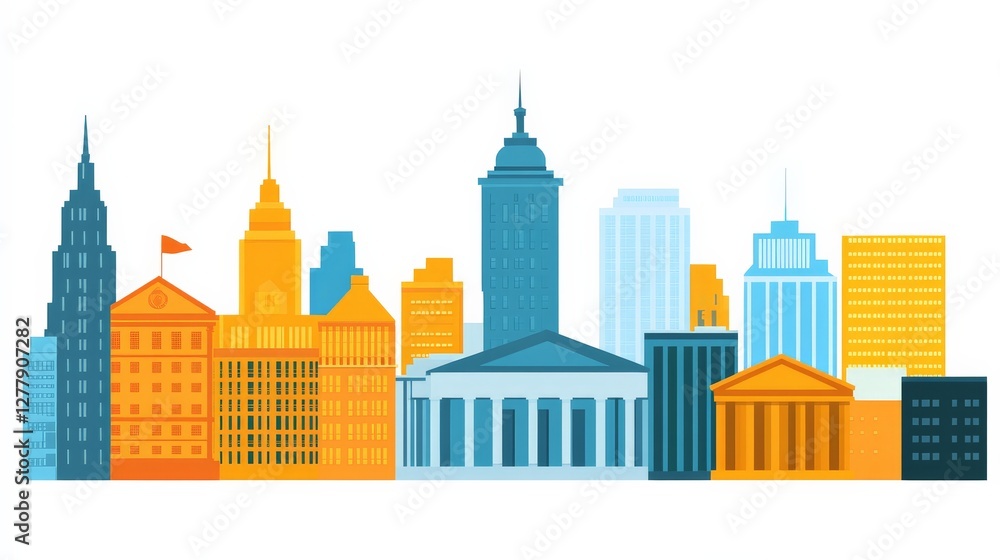 Obraz premium City Skyline with Courthouse and Financial District