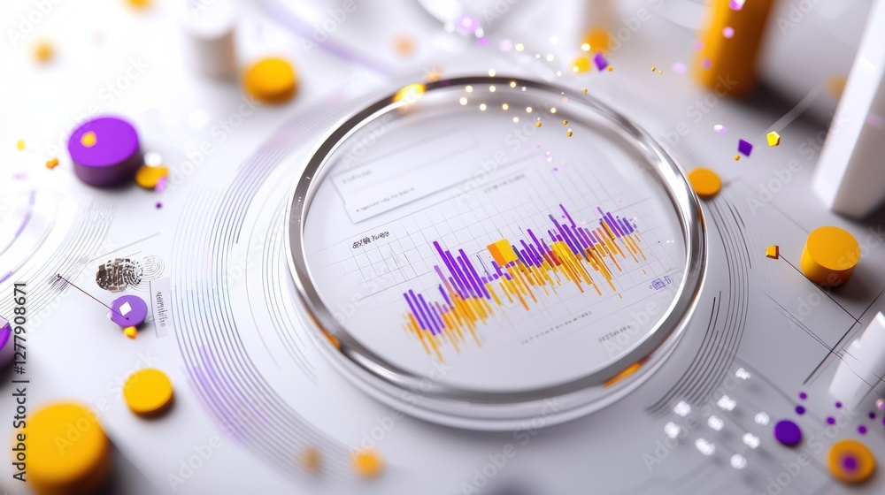 Obraz premium Colorful digital data visualization chart with abstract geometric shapes and patterns for business analytics and financial reporting