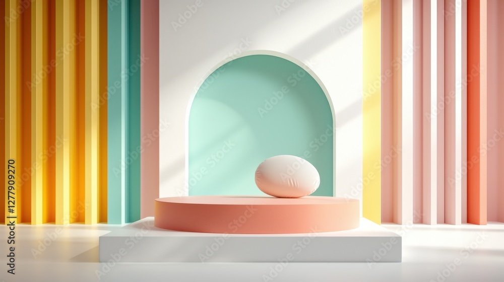 Elegant Pastel Geometric Niche Backdrop for Product Display and Presentation Elegant Pastel Geometric Niche Backdrop for Product Display and Presentation