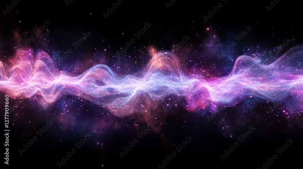 Obraz premium Colorful cosmic nebula with swirling galactic clouds and starry background