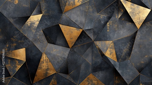Wallpaper Mural Abstract Gold and Black Geometric Polygonal Texture Torontodigital.ca