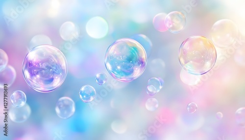 Wallpaper Mural Translucent bubbles float gently against a colorful bokeh background Torontodigital.ca