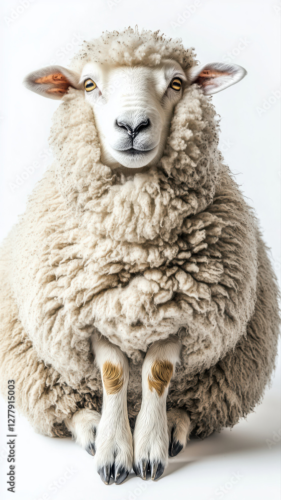Naklejka premium Sheep isolated on white background.