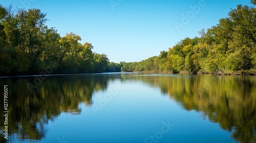 Wallpaper Mural Tranquil River Scene with Autumnal Trees Reflecting Torontodigital.ca
