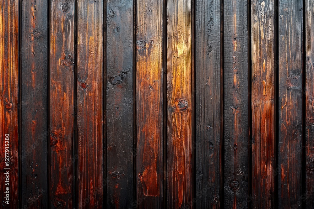 Burnt wood texture with rich orange and brown hues in vertical pattern Burnt wood texture with rich orange and brown hues in vertical pattern