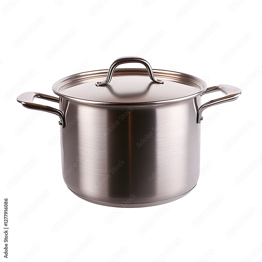 Shiny Aluminum Cooking Pot on Clean White Background Shiny Aluminum Cooking Pot on Clean White Background