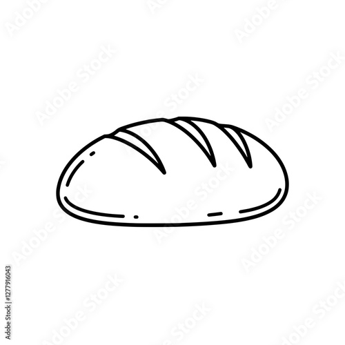Artisanal Loaf Illustration: A simple line drawing of a freshly baked artisanal loaf of bread, perfect for food-related projects. 