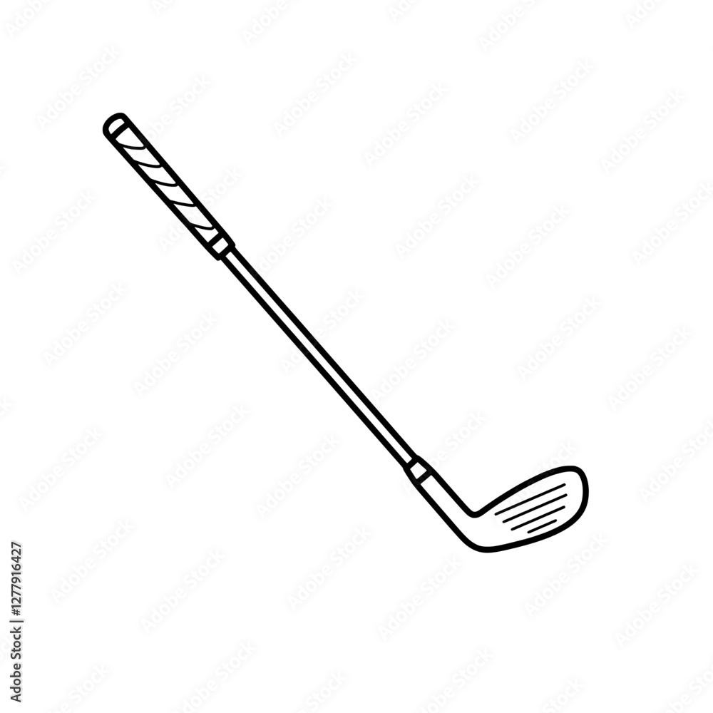Golf Club Silhouette: A simple yet elegant line drawing of a golf club, ready for a perfect swing. The design focuses on the club's classic form, ideal for a variety of uses. Golf Club Silhouette: A simple yet elegant line drawing of a golf club, ready for a perfect swing. The design focuses on the club's classic form, ideal for a variety of uses.