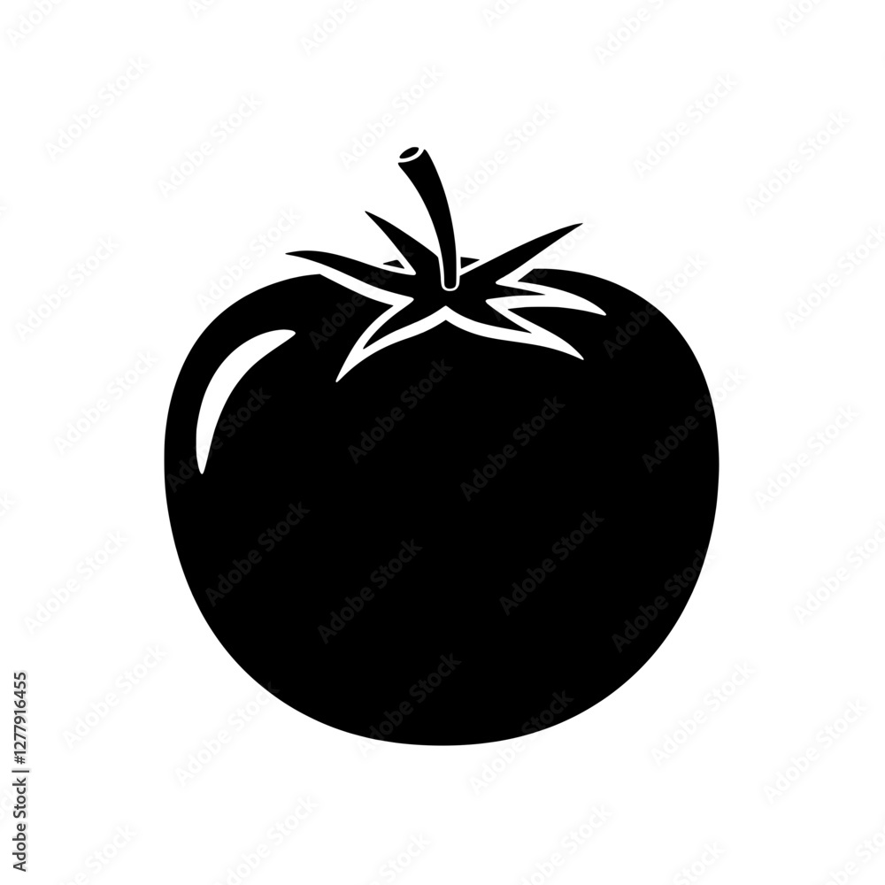 Tomato Silhouette: A simple yet elegant silhouette of a ripe, juicy tomato. Tomato Silhouette: A simple yet elegant silhouette of a ripe, juicy tomato.