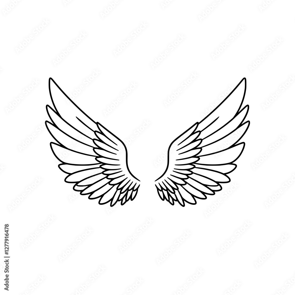 Fototapeta premium Wings of Freedom: Elegant illustration of a pair of stylized wings, embodying concepts of freedom and aspiration. It invites viewers to embrace flight.