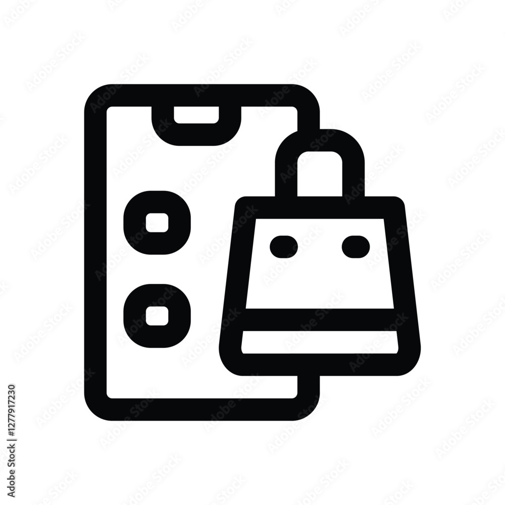shopping app line icon. Clean and minimalist vector icon for websites, mobile apps, presentations, and logos. Fully scalable and customizable for any project. shopping app line icon. Clean and minimalist vector icon for websites, mobile apps, presentations, and logos. Fully scalable and customizable for any project.