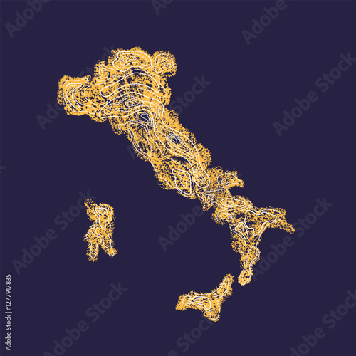 Italy. Topographic contour map Vector chalk island