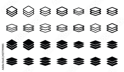 Set of layers icon symbol vector on white background.
