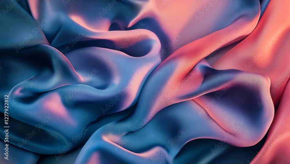 Obraz premium Sunset-hued silk fabric texture, draped, studio, background design