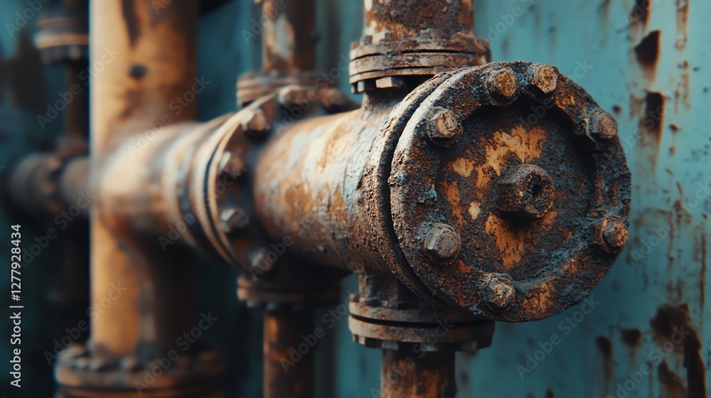 Close-up of corroded industrial pipes with rust patterns and peeling paint. Captures raw beauty of decay, showcasing gritty textures and rugged details. Close-up of corroded industrial pipes with rust patterns and peeling paint. Captures raw beauty of decay, showcasing gritty textures and rugged details.