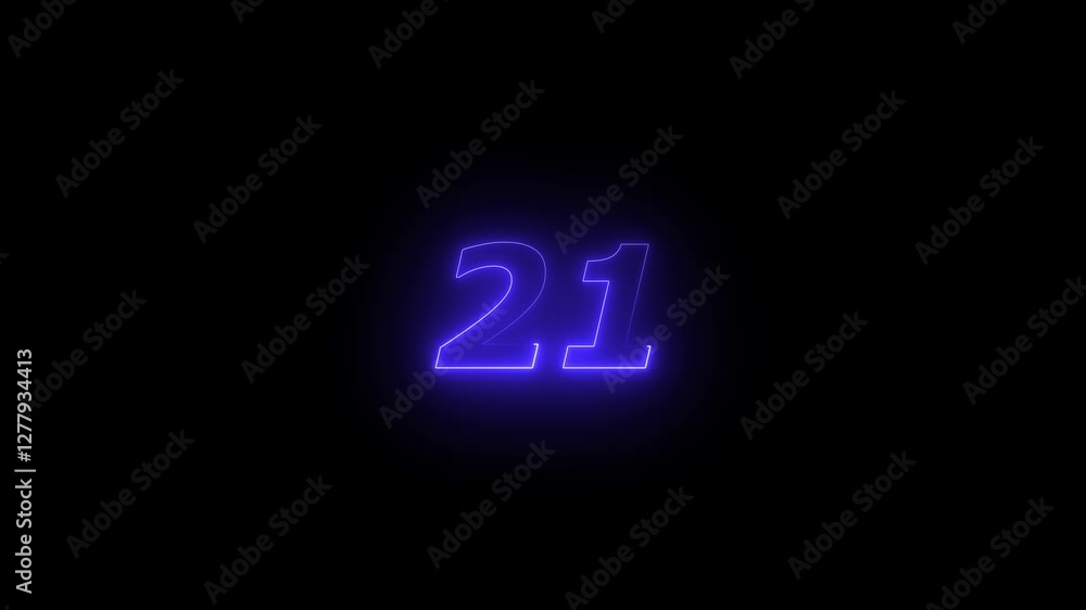 neon text 21 number countdown icon background 4k animation neon text 21 number countdown icon background 4k animation