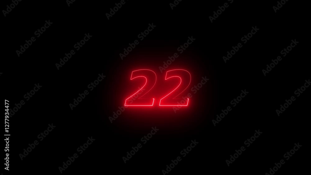 neon text 22 number countdown icon background 4k animation neon text 22 number countdown icon background 4k animation