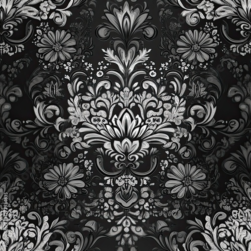 Elegant Velvet Burnout Floral and Paisle Seamless Pattern Design for Fashion and Textile