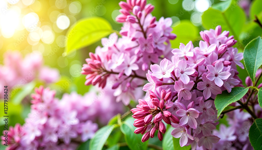 Fototapeta premium Screensaver. Lilac clusters blooming in the garden, vibrant spring beauty