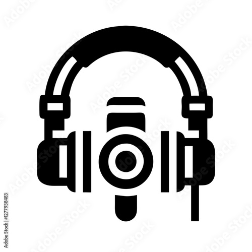 Wireless headphones Podcast Equipment vector icon pictogram