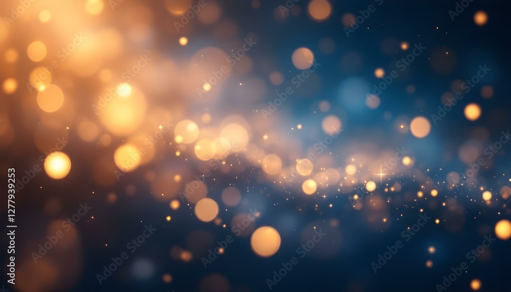 Estrellas y luces bokeh sobre fondo azul oscuro Estrellas y luces bokeh sobre fondo azul oscuro