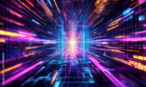 Vibrant Abstract Background with Neon Purple, Blue, and Teal for an Artistic Display