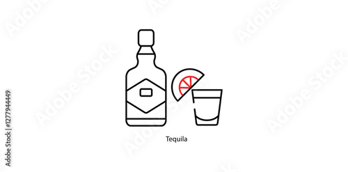 Tequila Vector Icon - Mexican Agave-Based Liquor Bottle Illustration