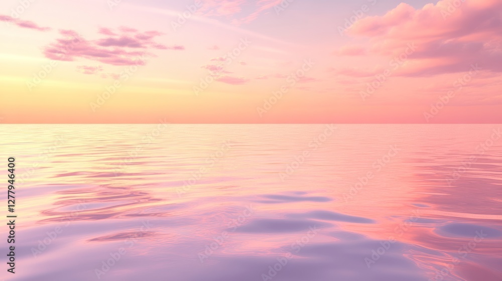 Obraz premium Serene ocean reflects pastel sunset with gentle rippling waters