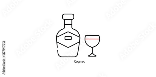 Cognac Vector Icon - Premium Aged French Brandy Snifter Glass Illustration