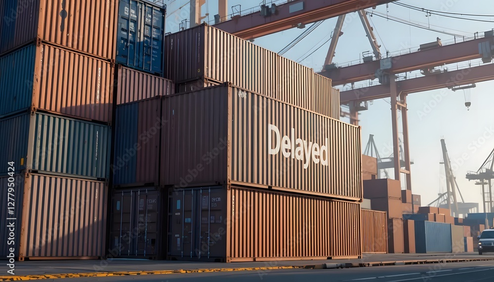 Fototapeta premium Stacked shipping containers with 