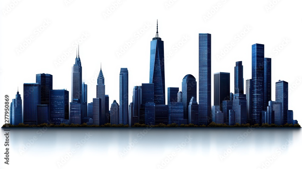 Obraz premium City skyline silhouette on a white isolated background.