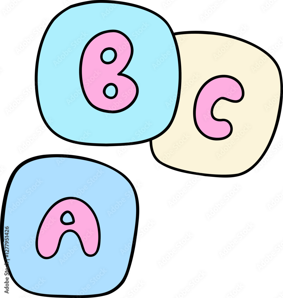 A set of A B C toys, perfect for educational baby-themed illustrations. A set of A B C toys, perfect for educational baby-themed illustrations.