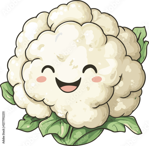 vector illustration of cauliflower with happy face with smile