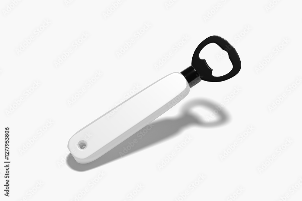 3D bottle opener mockup on isolated white background 3D bottle opener mockup on isolated white background
