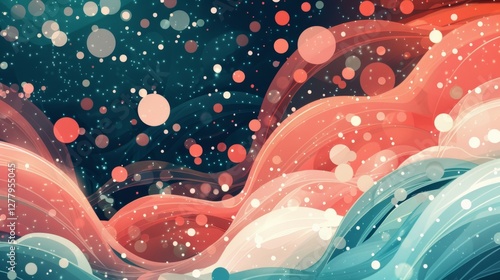 Abstract swirling, winter night sky, glowing lights, background photo