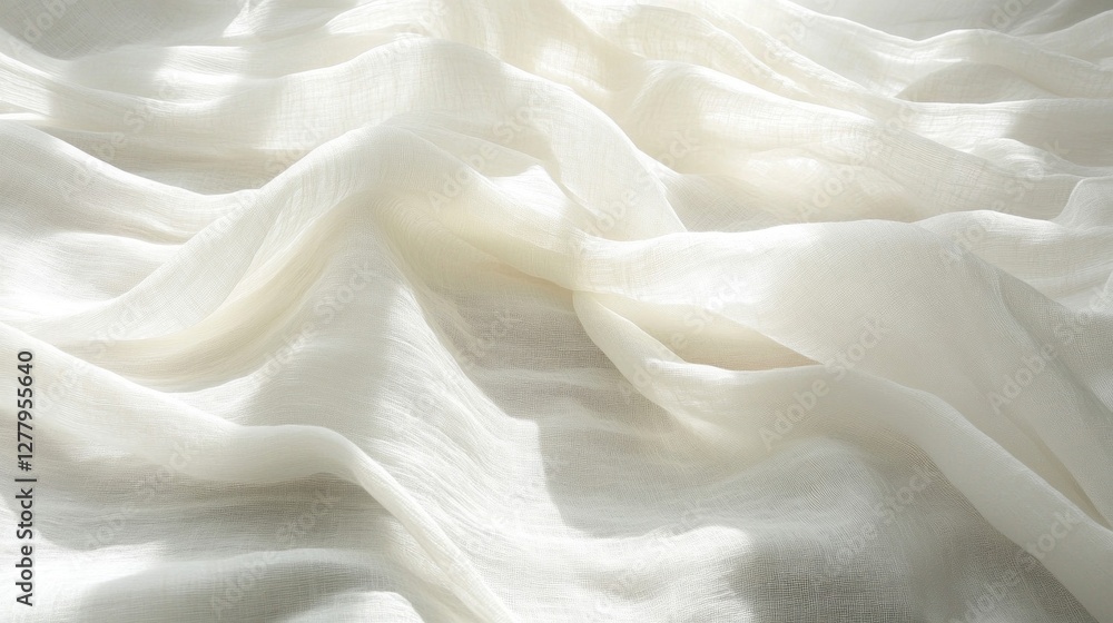 Soft White Fabric Draped in Gentle Waves Soft White Fabric Draped in Gentle Waves