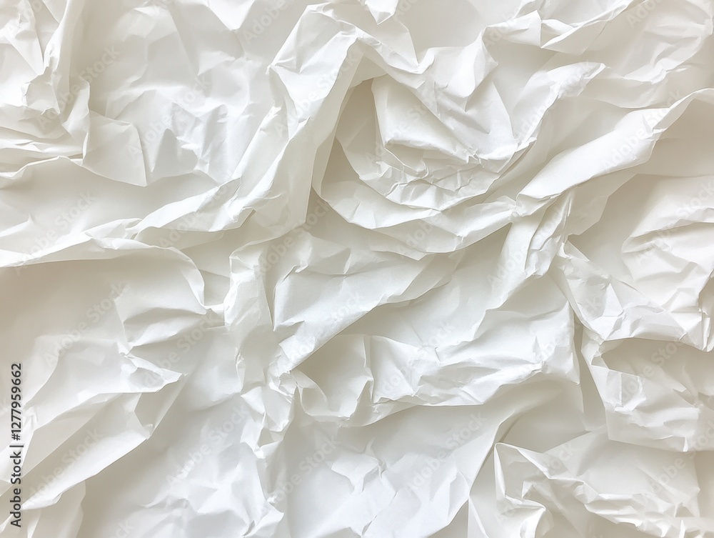 Obraz premium Abstract texture of crumpled white paper creating a soft and elegant background for design projects and artistic compositions