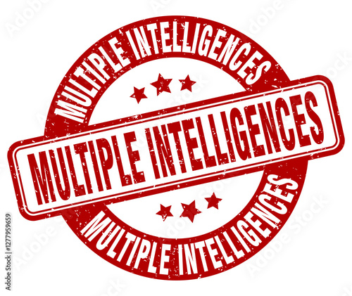 multiple intelligences stamp. multiple intelligences label. round grunge sign