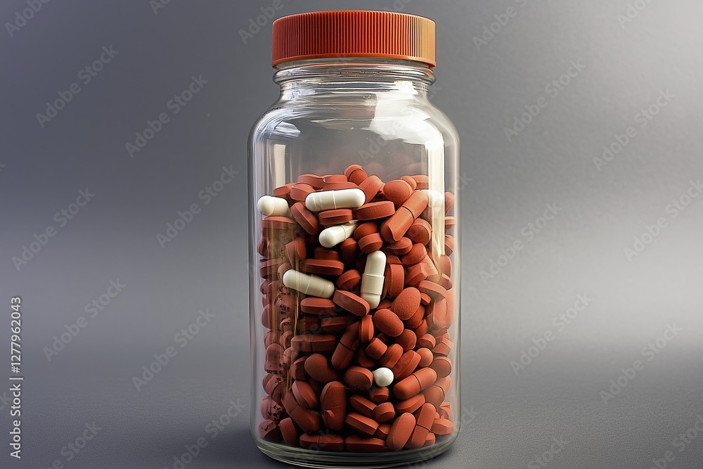 Vitamins in a jar. Monochrome background tone. Vitamins in a jar. Monochrome background tone.