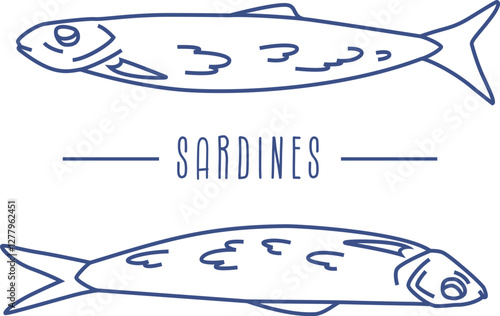 Two Sardines Vector Tattoo Design Seafish Aesthetic