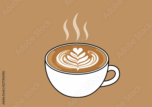 A beautifully crafted cup of coffee with intricate latte art, set against a soft background, symbolizing the joy of a perfect brew.