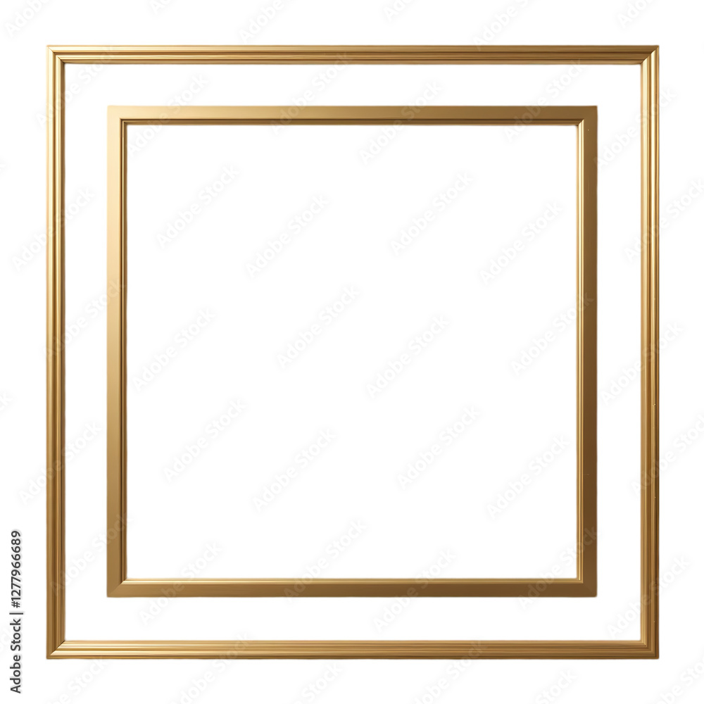 Gold Double Frame Mockup | Square Border isolated on transparent background Gold Double Frame Mockup | Square Border isolated on transparent background