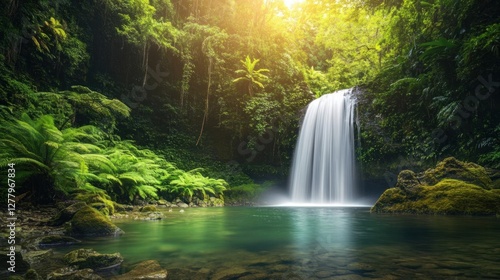 Breathtaking Secluded Tropical Jungle with Hidden Waterfall and Crystal-Clear Pool - Stunning Nature Photography