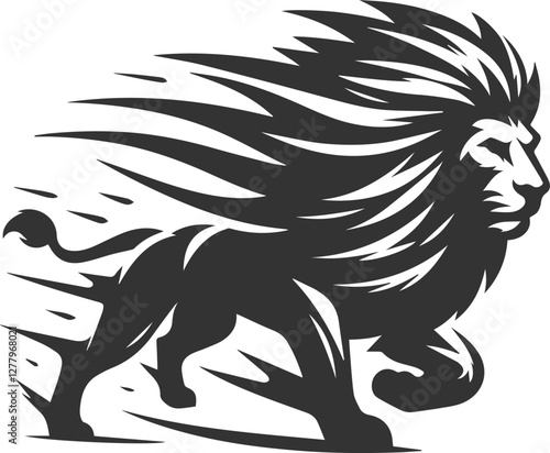 A lion charging forward with fearless energy